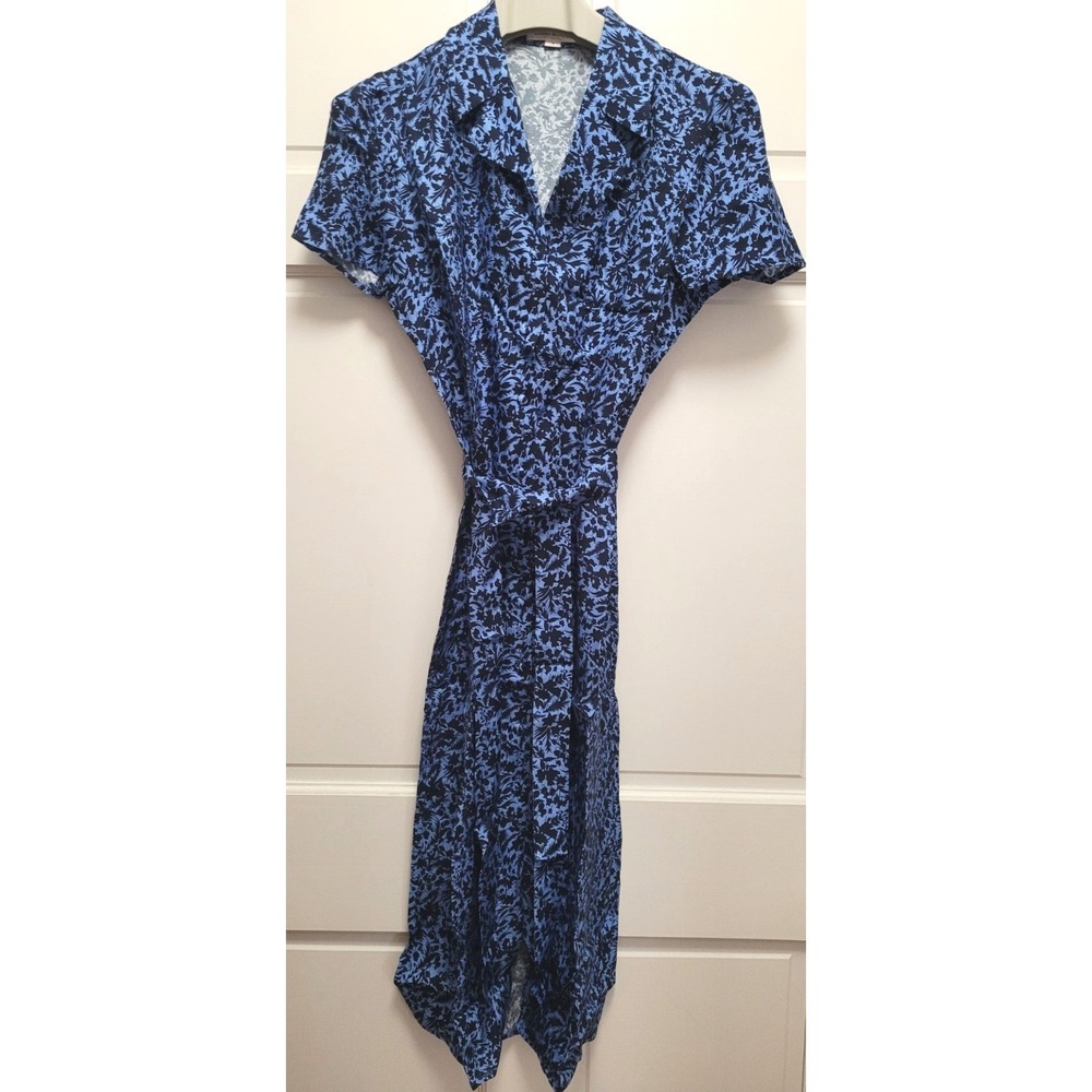Liyan McAteer Women's Viscose Silk Button-up Midi Dress - Blue Floral - Sz 4